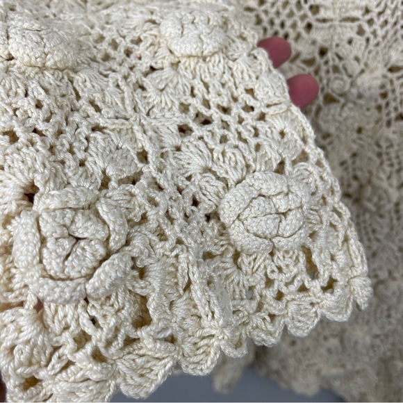 Jon Christy All Handcrafted Crocheted 100% Cotton Longsleeve Sweater Top - Picture 5 of 8